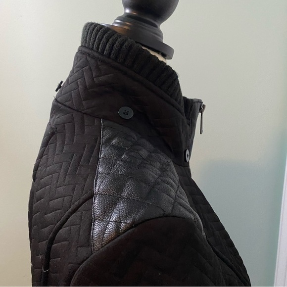 BCBGeneration Black Herringbone Quilted Faux Leather Trench Jacket in Sz S - Picture 8 of 10